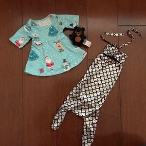 18” doll accessories lot - holiday dress and mermaid halter suit
